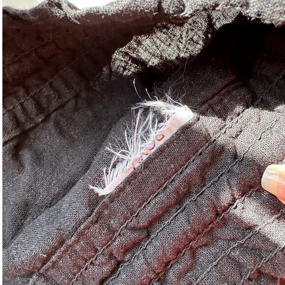 Roxy Oceanside Black Linen Elasticized Cream Rope Tie Shorts M - Picture 9 of 11